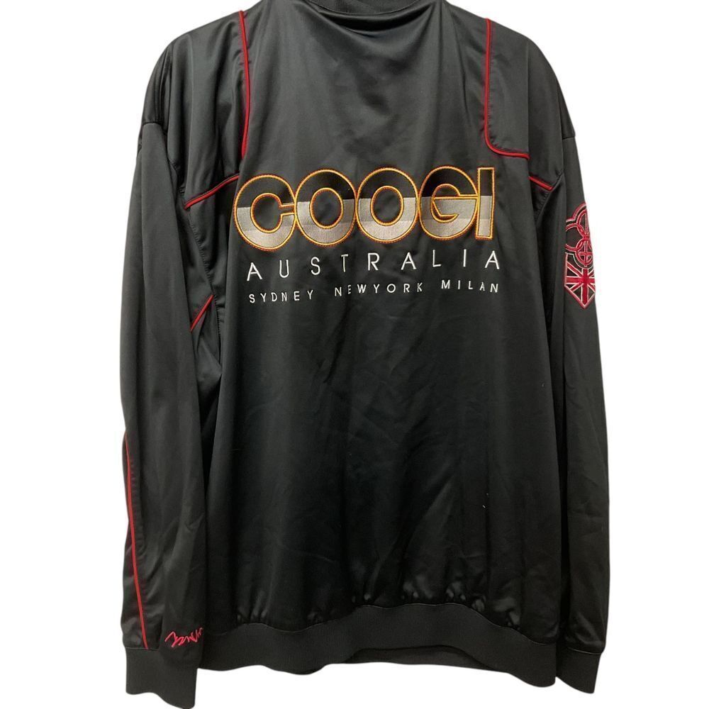 COOGI Australia Black Full Zip Bomber Jacket Sz XXXL Red Piping Embroidered Y2K